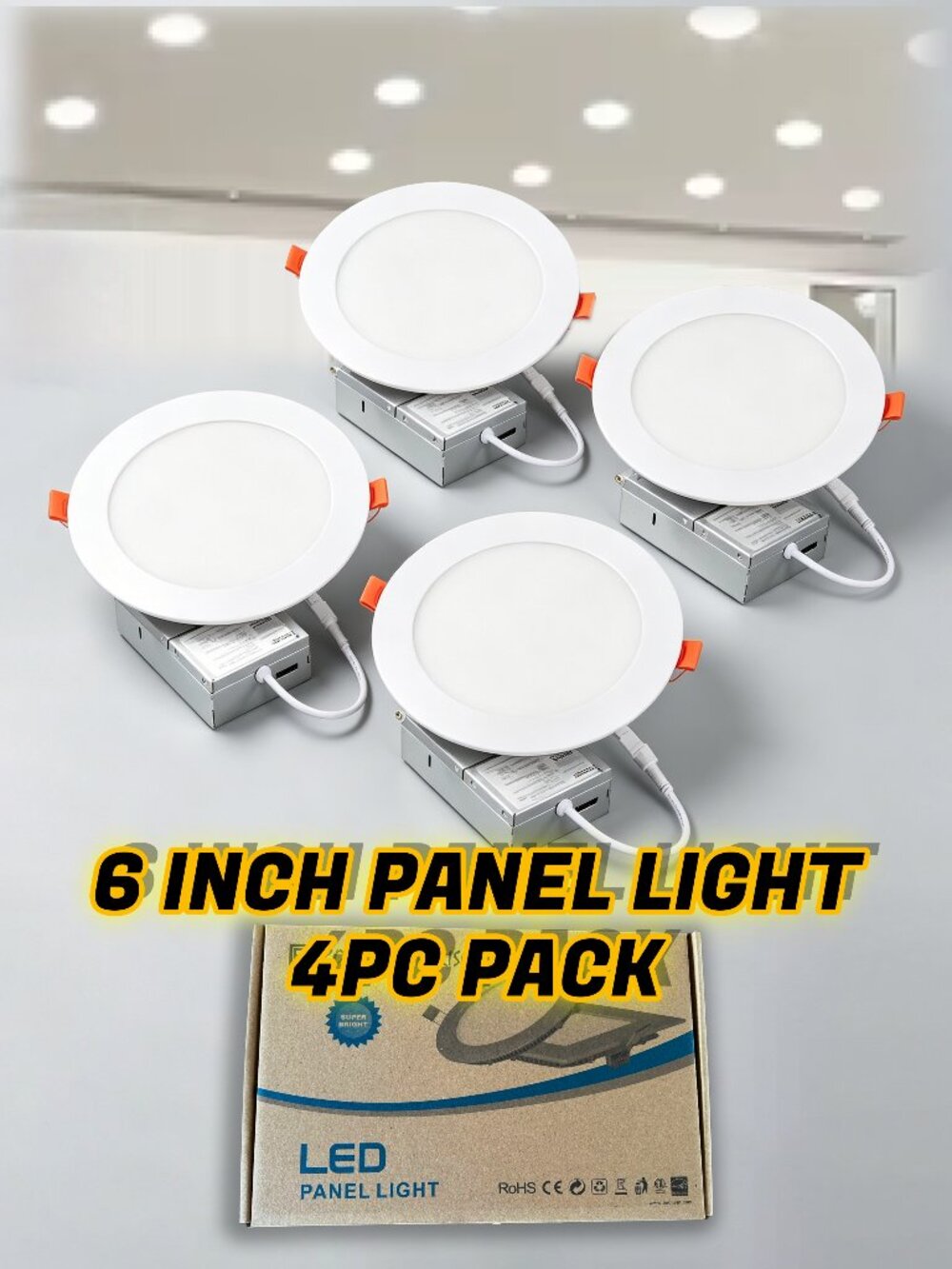 4PC PACK  Brand New | 6 inch / 14.5cm LED Round  Panel Light | Warm White | 9W